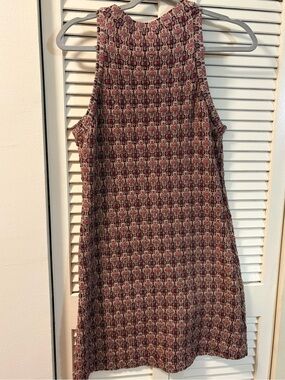 Zara Sleeveless Shift Dress in Burgundy Multi-Print